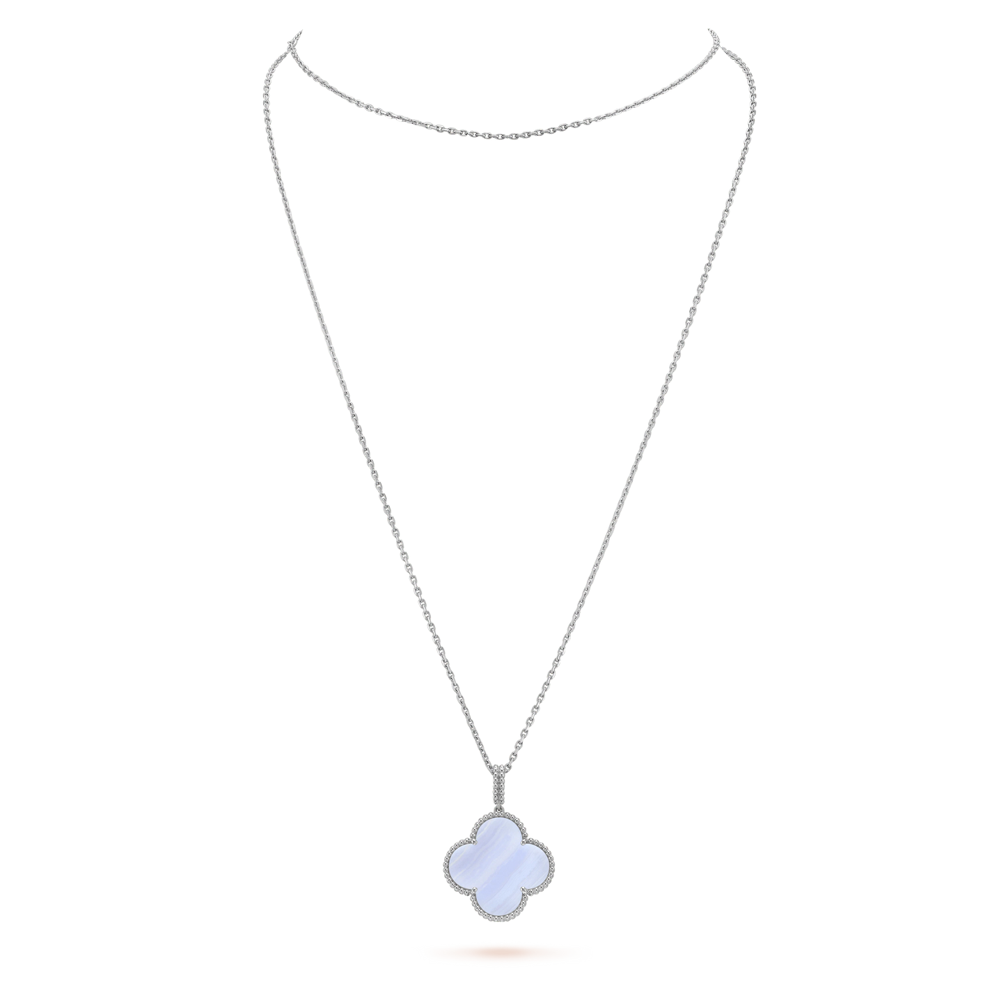 [Agudo Jewelry]CLOVER SILVER CHALCEDONY BIG CLOVER NECKLACE