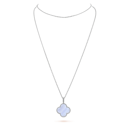 [Agudo Jewelry]CLOVER SILVER CHALCEDONY BIG CLOVER NECKLACE