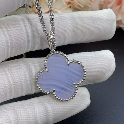 [Agudo Jewelry]CLOVER SILVER CHALCEDONY BIG CLOVER NECKLACE