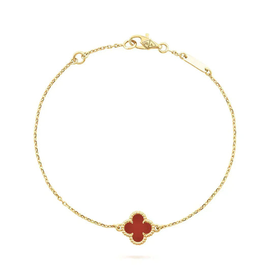 [Agudo Jewelry]CLOVER  CARNELIAN SINGLE FLOWER BRACELET