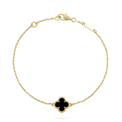 [Agudo Jewelry]CLOVER ONYX SINGLE FLOWER BRACELET