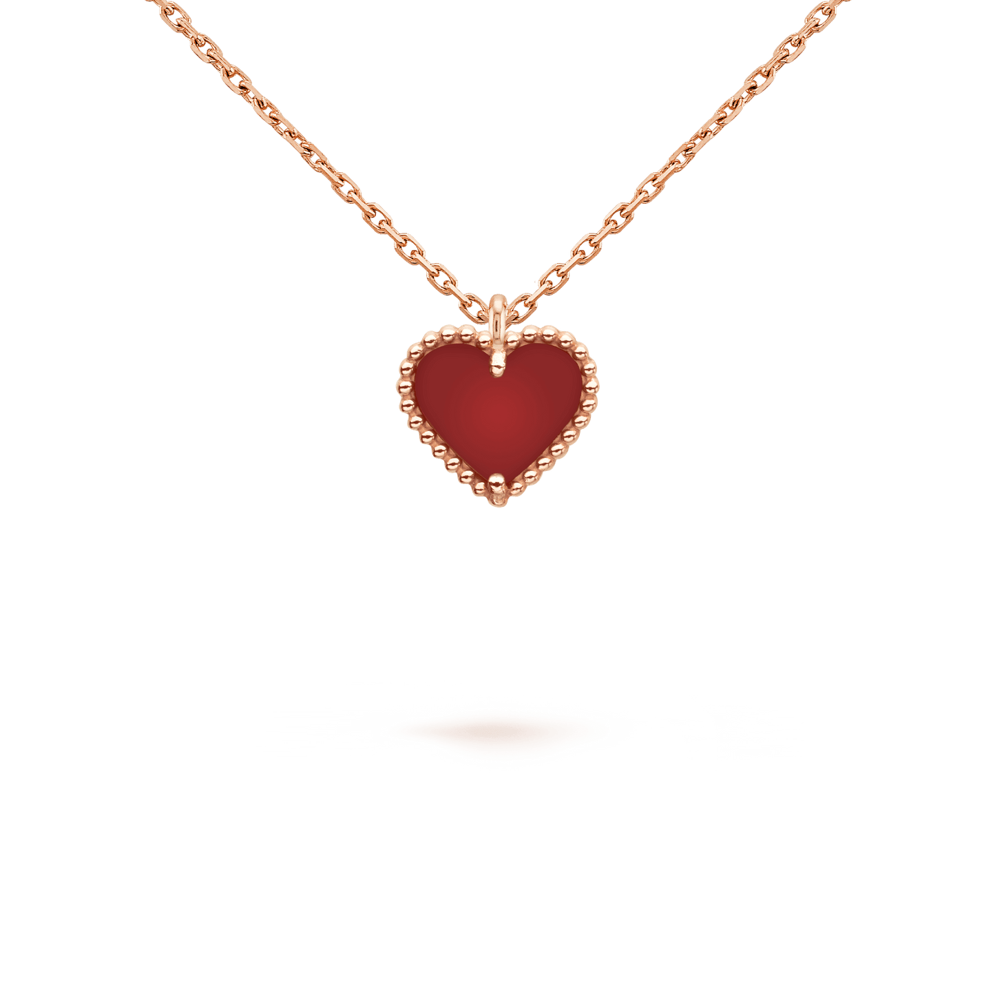 [Agudo Jewelry]SWEET CLOVER CARNELIAN HEART NECKLACE