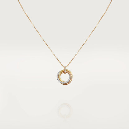 [Agudo Jewelry]TRINITY NECKLACE SILVER GOLD PINK GOLD DIAMONDS