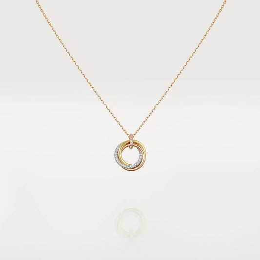 [Agudo Jewelry]TRINITY NECKLACE SILVER GOLD PINK GOLD DIAMONDS