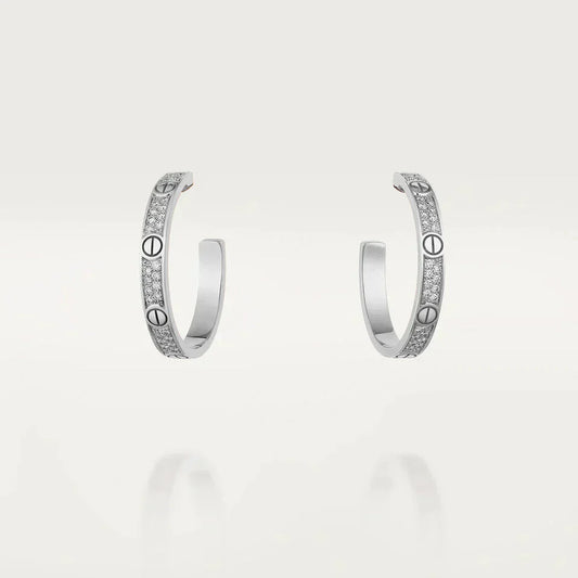 [Agudo Jewelry]LOVE DIAMOND SILVER HOOP EARRINGS