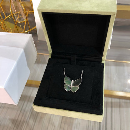 [Agudo Jewelry]LARGE BUTTERFLY SILVER PENDANT DIAMOND NECKLACE