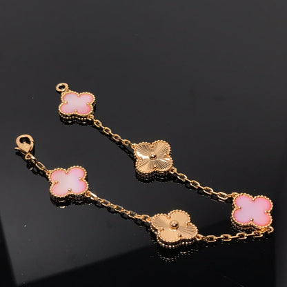 [Agudo Jewelry]CLOVER BRACELET 5 MOTIF PINK AND PINK GOLD