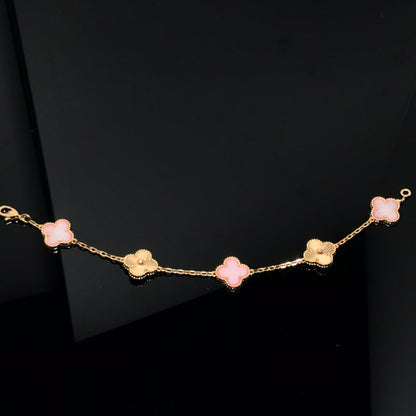 [Agudo Jewelry]CLOVER BRACELET 5 MOTIF PINK AND PINK GOLD