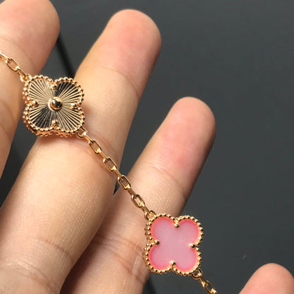 [Agudo Jewelry]CLOVER BRACELET 5 MOTIF PINK AND PINK GOLD