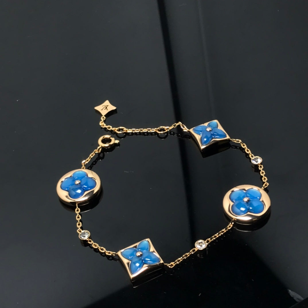 [Agudo Jewelry]STAR AND SUN 4 MOTIF BLUE BRACELET