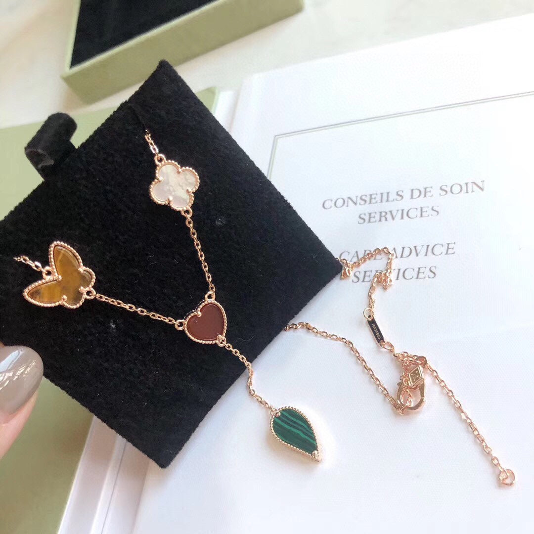 [Agudo Jewelry]LUCKY SPRING 4 MOTIFS ROSE GOLD NECKLACE