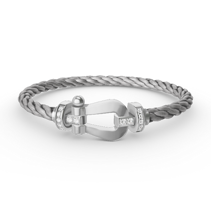 [Agudo Jewelry]FORCE LARGE HORSESHOE HALF DIAMOND BRACELET SILVER