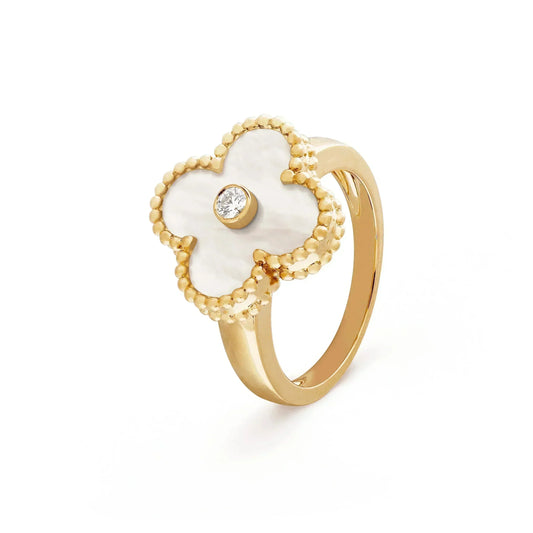 [Agudo  Jewelry]CLOVER PINK MOP RING GOLD DIAMOND